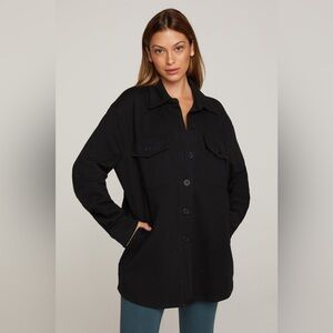 NWT Good American Fleece Shacket Shirt Jacket Black Size 3/4 = L/XL